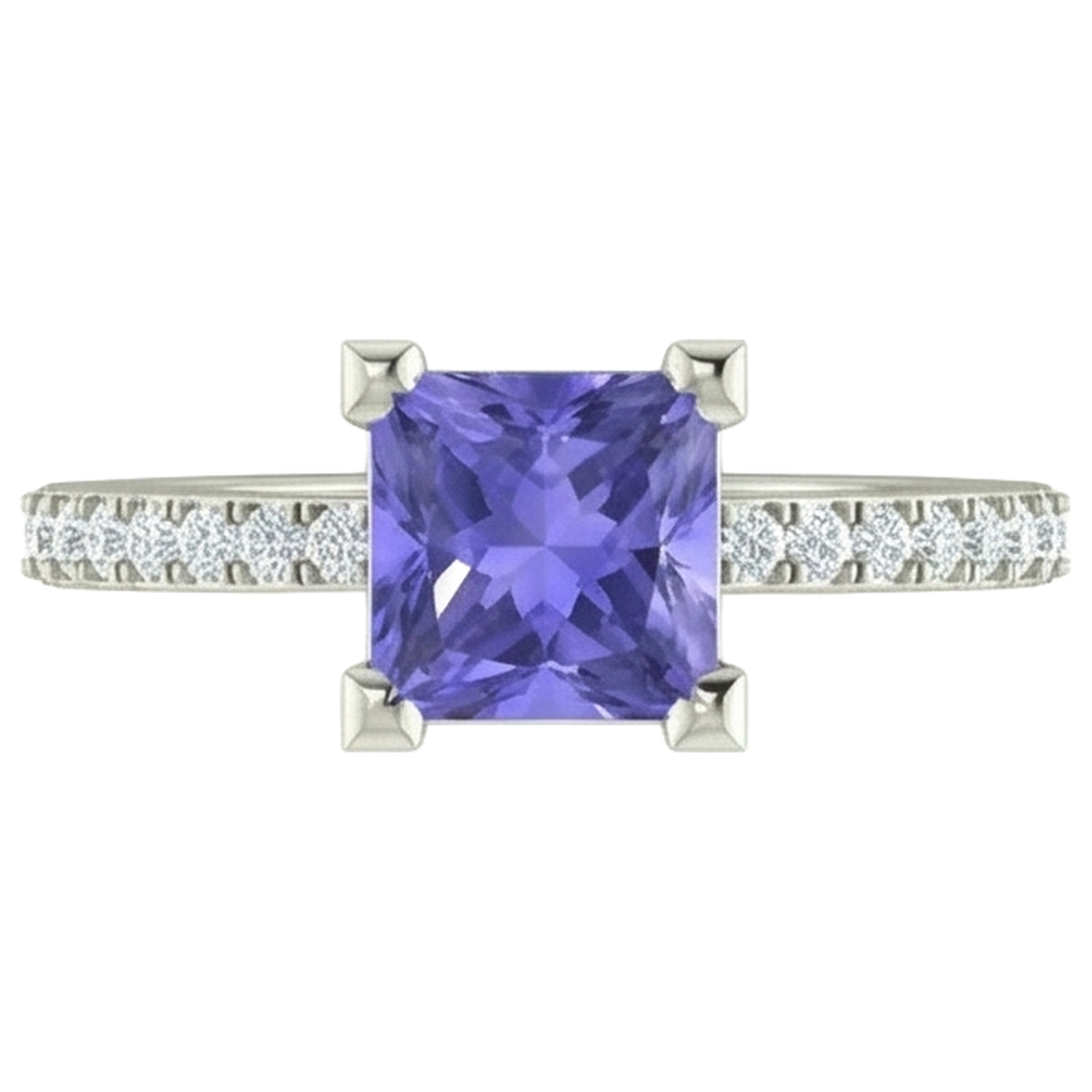 vero round tanzanite 14carati fede eternity angolo laterale
