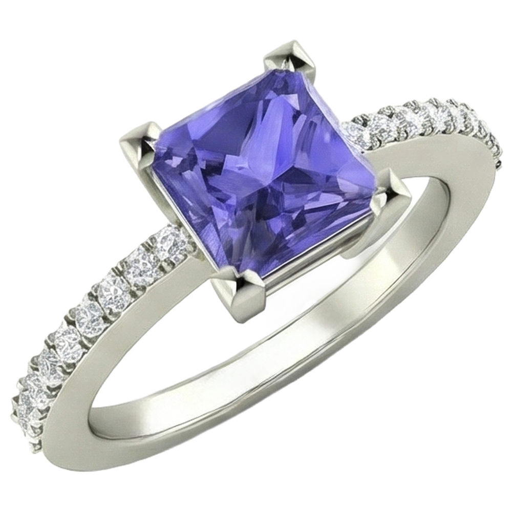 vero round tanzanite 14carati fede eternity vista dall'alto