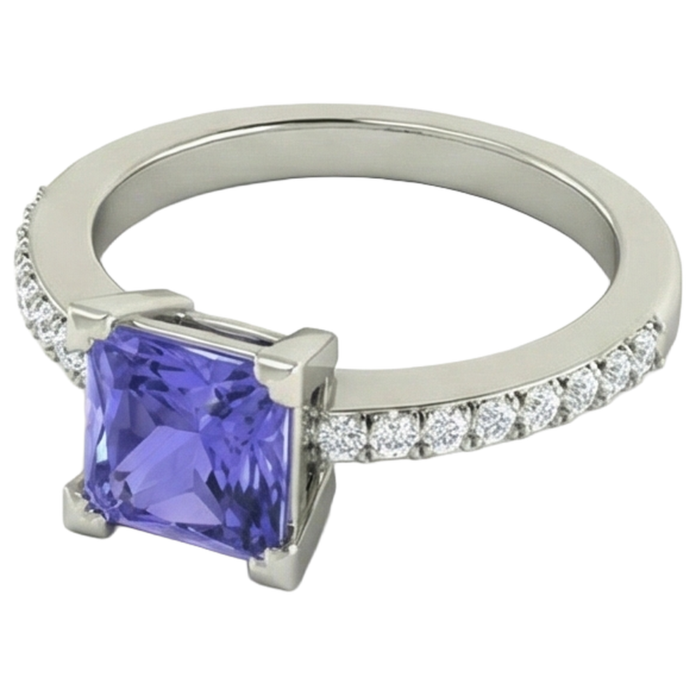 vero round tanzanite 14carati fede eternity vista di profilo