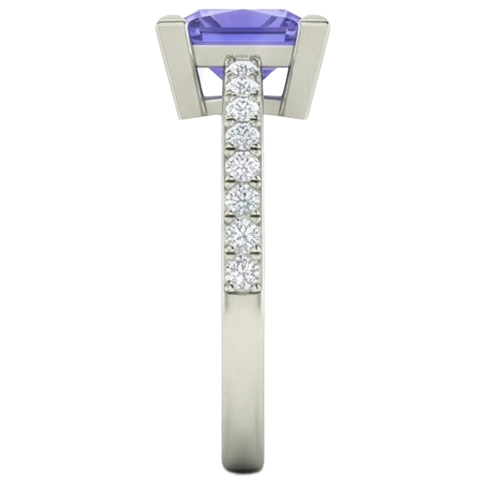 vero round tanzanite 14carati fede eternity su bianco
