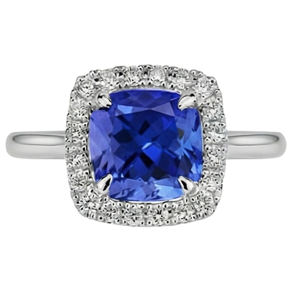Fede nuziale in oro bianco 14 kt con tanzanite e diamanti 7.75 ct