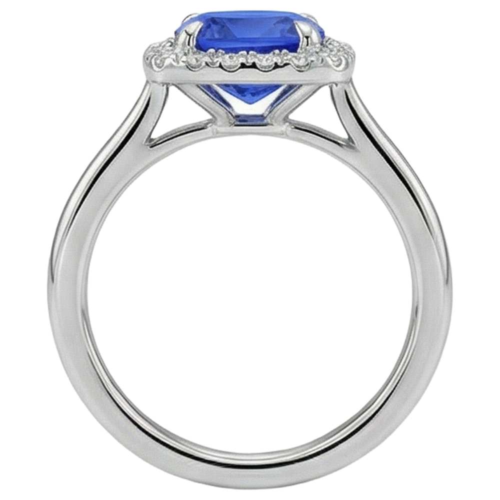 Fede nuziale in oro bianco 14 kt con tanzanite e diamanti 7.75 ct