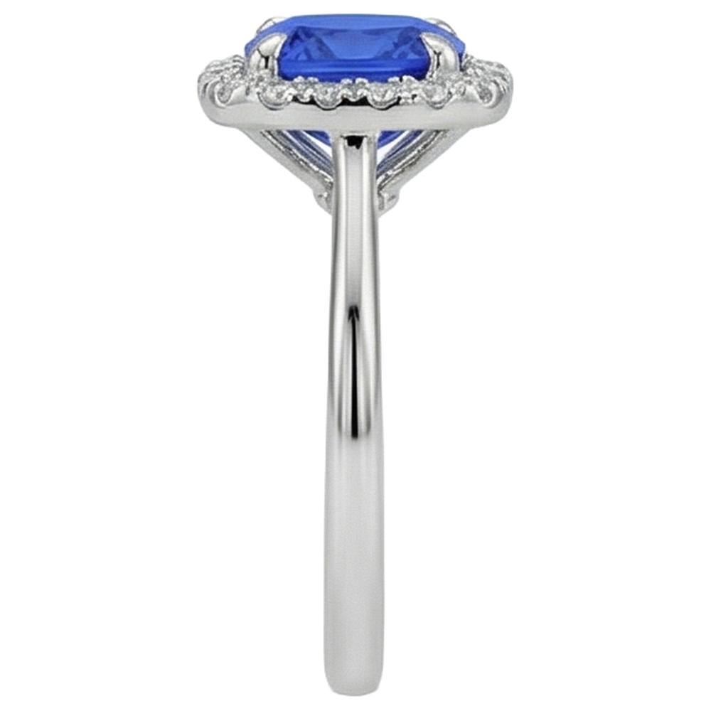 Fede nuziale in oro bianco 14 kt con tanzanite e diamanti 7.75 ct