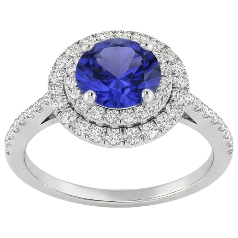 vero round tanzanite 19carati fede eternity dettaglio ravvicinato