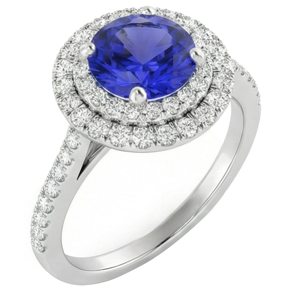 vero round tanzanite 19carati fede eternity vista dall'alto