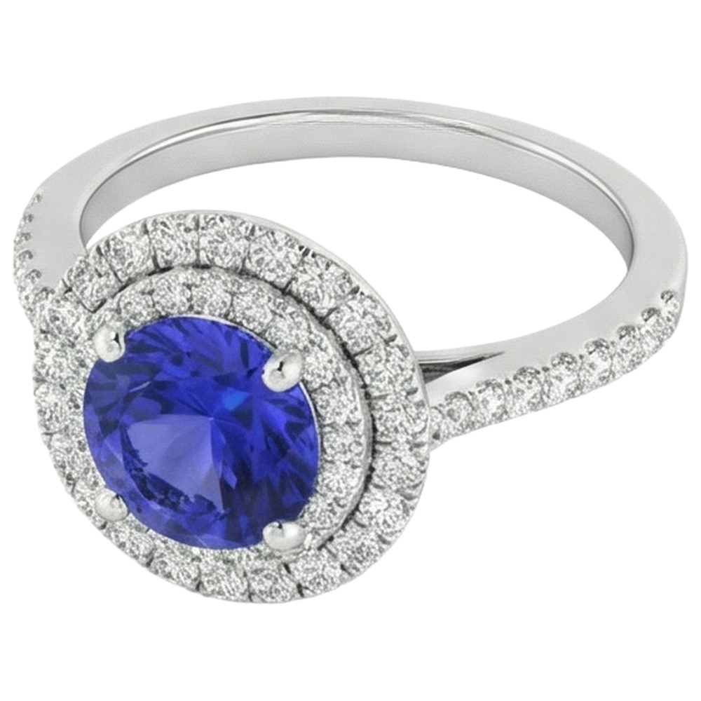 vero round tanzanite 19carati fede eternity vista di profilo