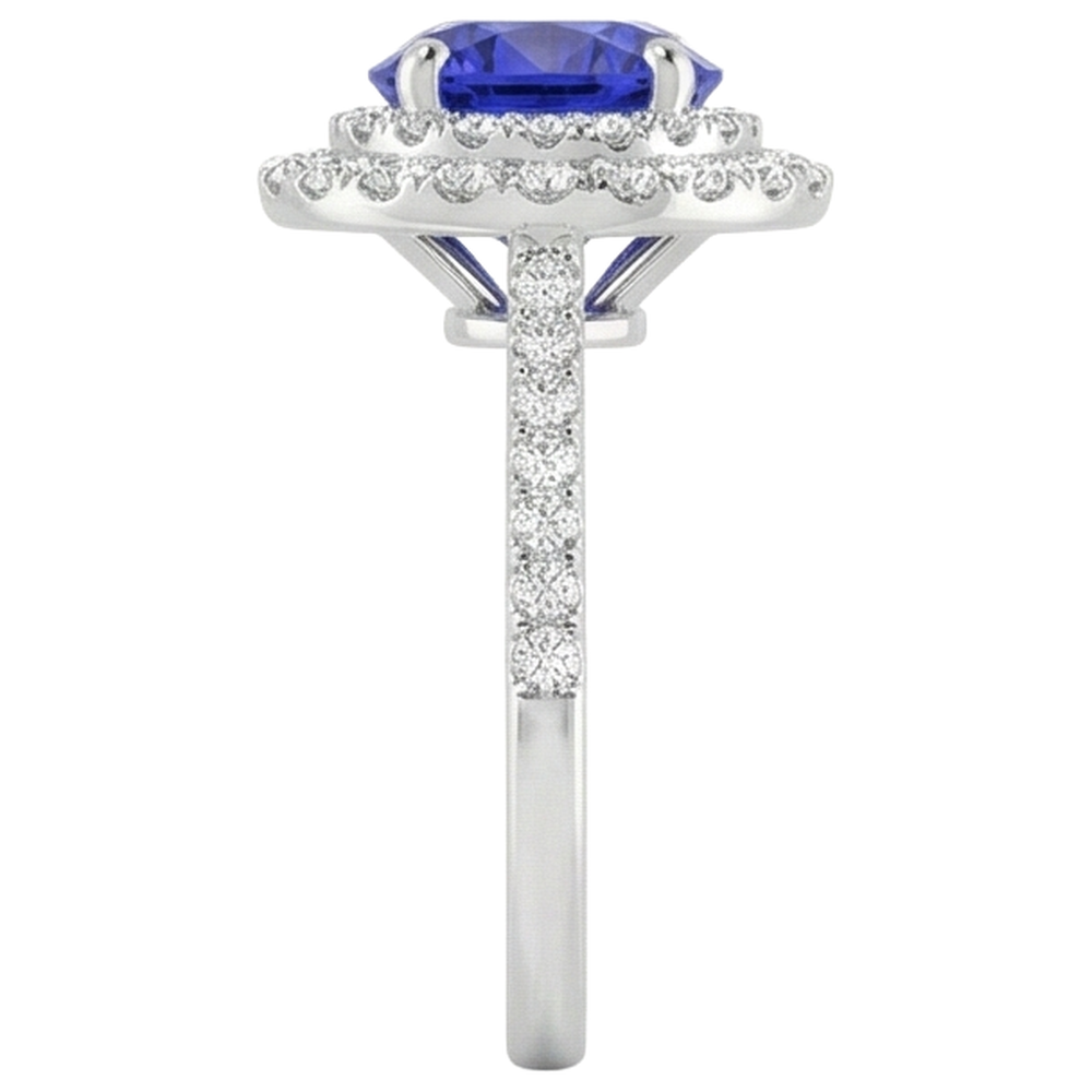 vero round tanzanite 19carati fede eternity su bianco