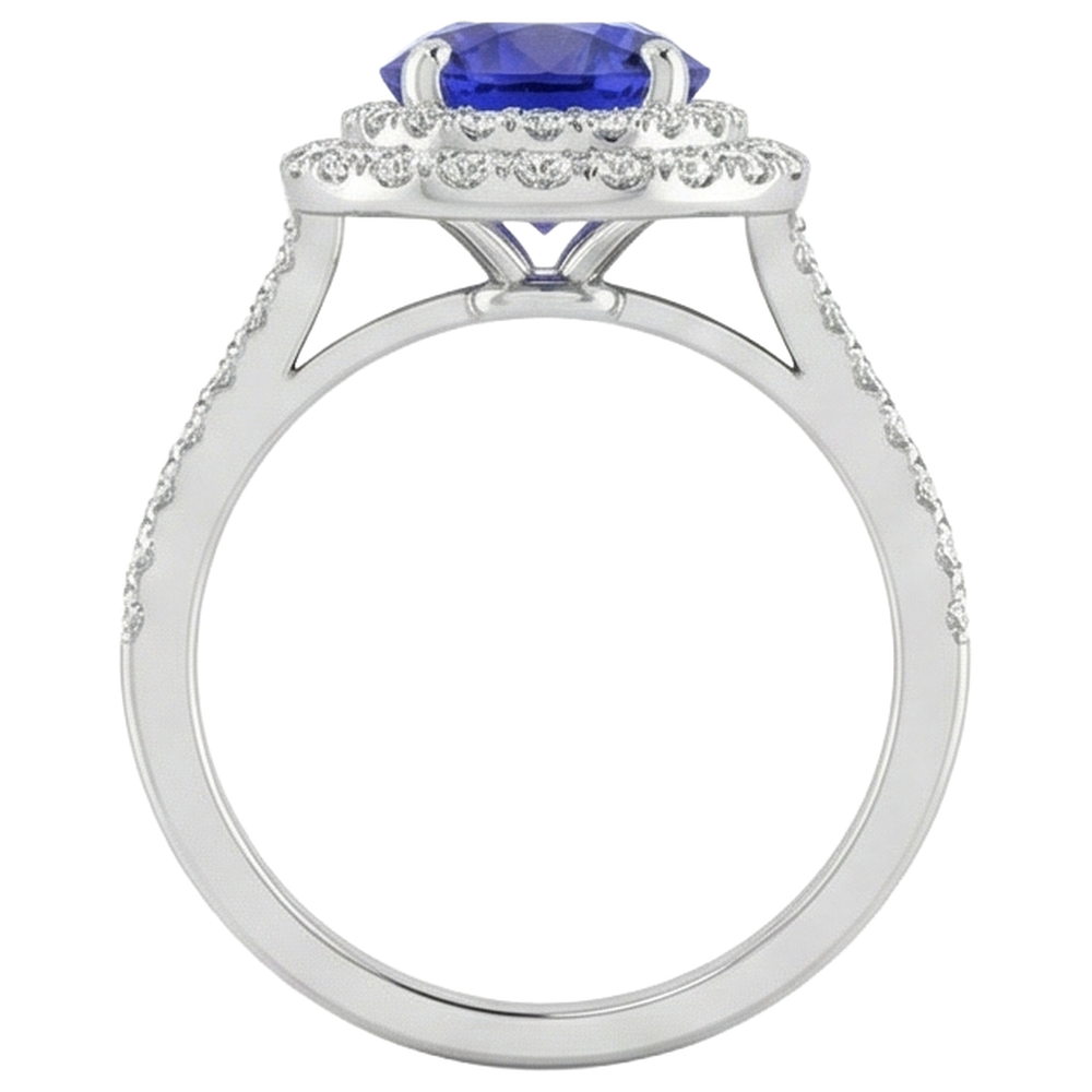 vero round tanzanite 19carati fede eternity con accenti diamanti