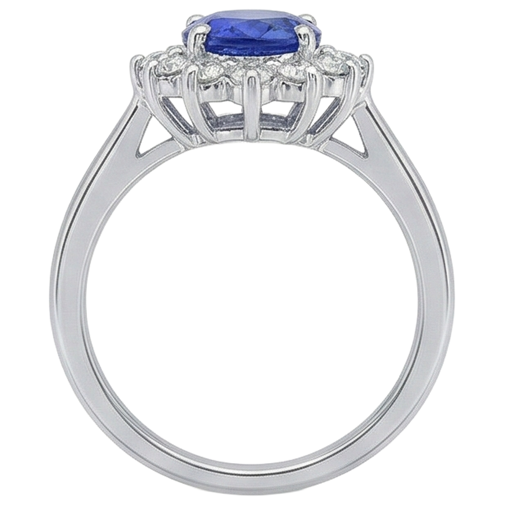 Fede nuziale in oro bianco 14 kt con tanzanite naturale e diamanti da 5.60 ct