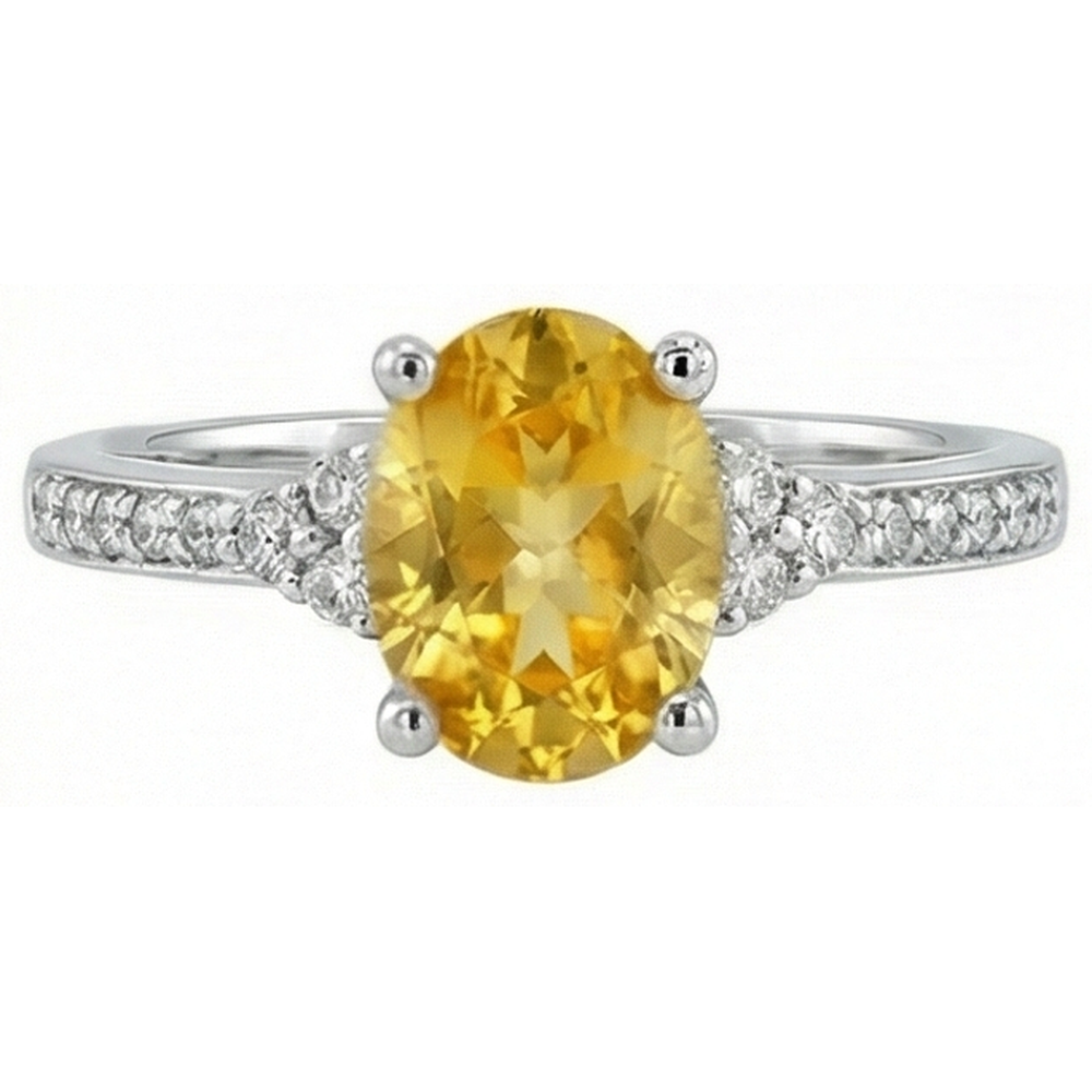 Fede nuziale in oro bianco 14 kt con zaffiro giallo e diamanti da 3.50 ct