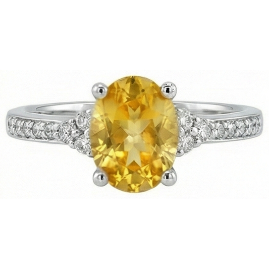 Fede nuziale in oro bianco 14 kt con zaffiro giallo e diamanti da 3.50 ct