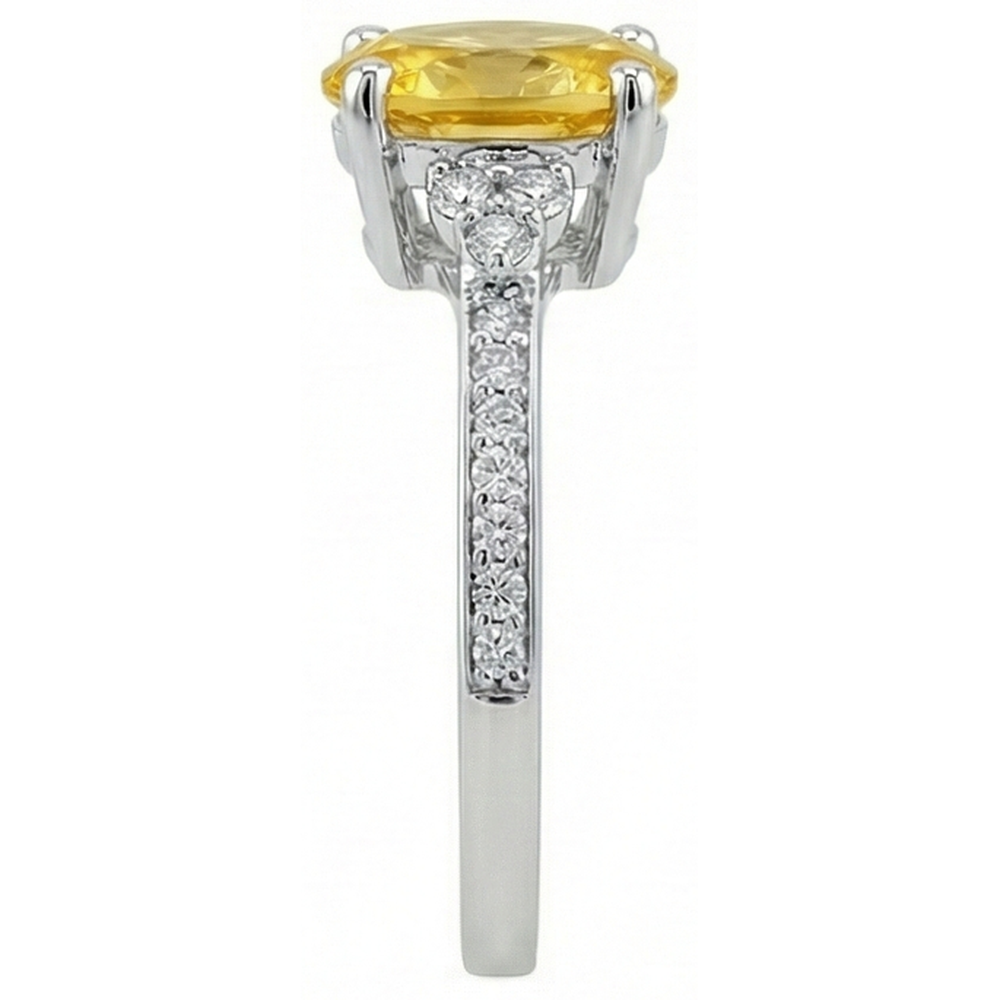 Fede nuziale in oro bianco 14 kt con zaffiro giallo e diamanti da 3.50 ct