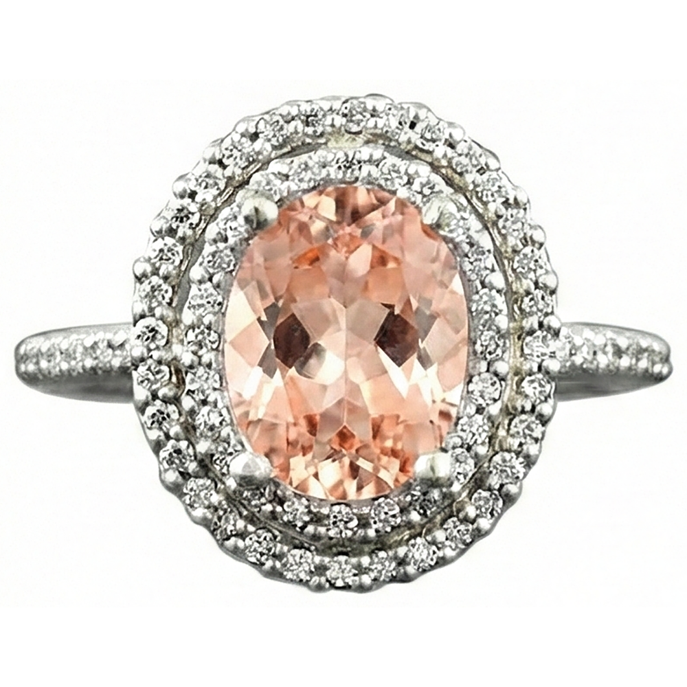 vero round morganite 10.70carati fede eternity angolo laterale