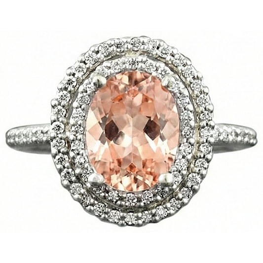 vero round morganite 10.70carati fede eternity angolo laterale
