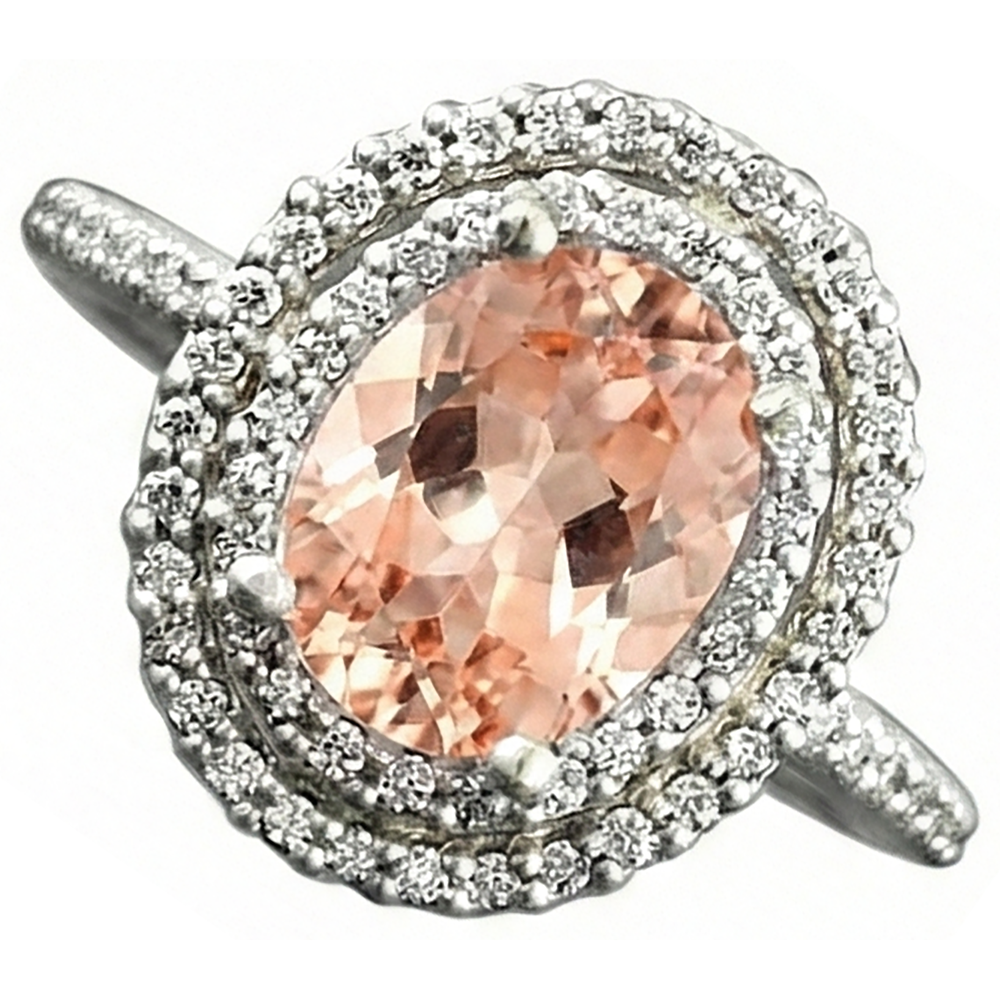 vero round morganite 10.70carati fede eternity vista dall'alto