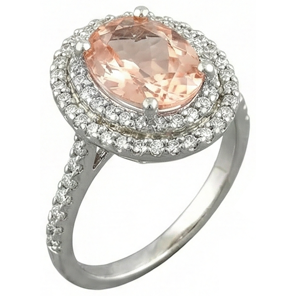 vero round morganite 10.70carati fede eternity vista di profilo