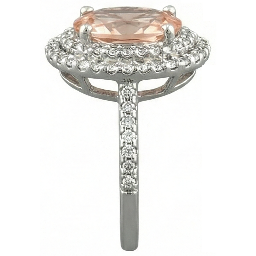 vero round morganite 10.70carati fede eternity su bianco