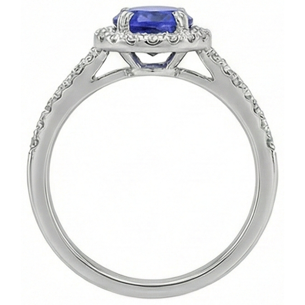 Fede nuziale in oro bianco 14K 3.10 carati con tanzanite e diamanti Novità