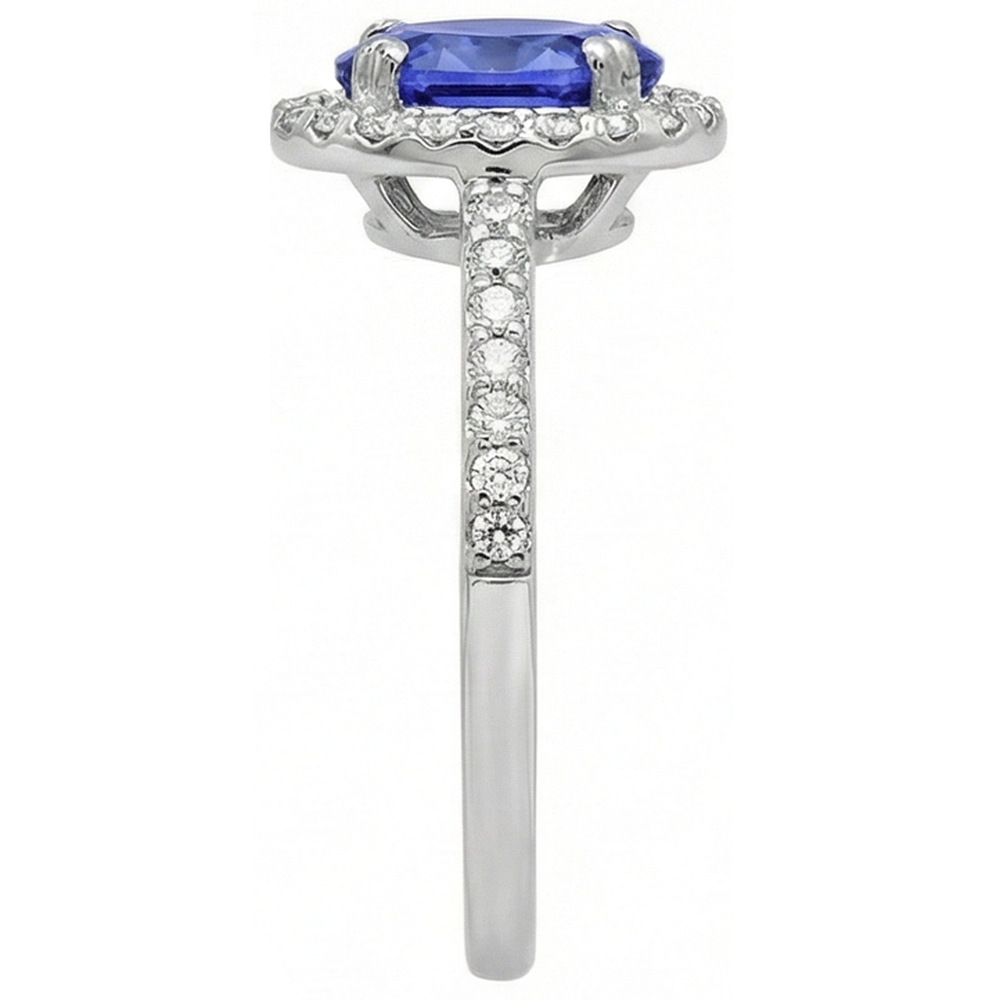 Fede nuziale in oro bianco 14K 3.10 carati con tanzanite e diamanti Novità
