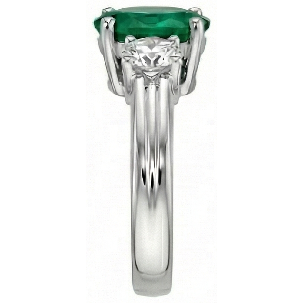 Fede nuziale in oro bianco 14K . con 3 pietre di Verde smeraldo e diamanti 3.50 carati