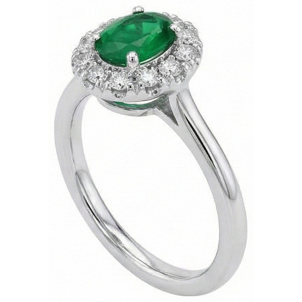 Fede nuziale in oro bianco 14K . con Verde smeraldo e diamanti da 5.90 carati