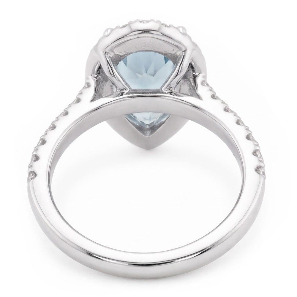 Fede nuziale in oro bianco 14K con acquamarina e diamanti a forma di pera 14 Ct