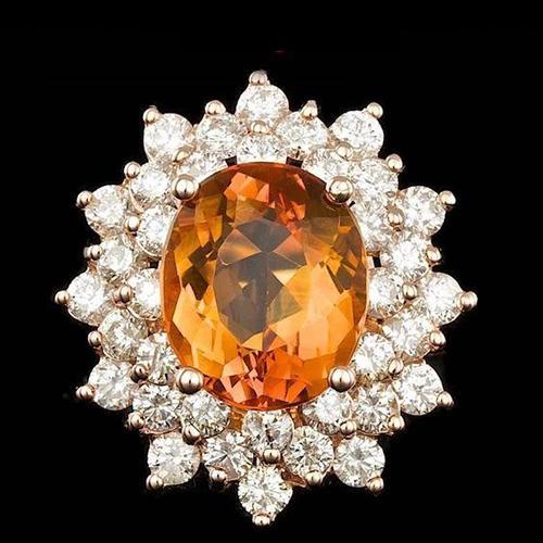 Fede nuziale in oro bianco 14 carati con diamante citrino naturale taglio ovale da 21.50 ct - harrychadent.it