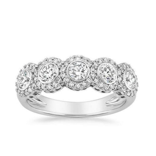 Fede nuziale in oro bianco 14 carati con diamante taglio rotondo 3.10 carati - harrychadent.it