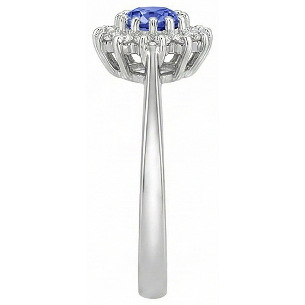 Fede nuziale in oro bianco 14K con diamanti e tanzanite da 1.65 ct