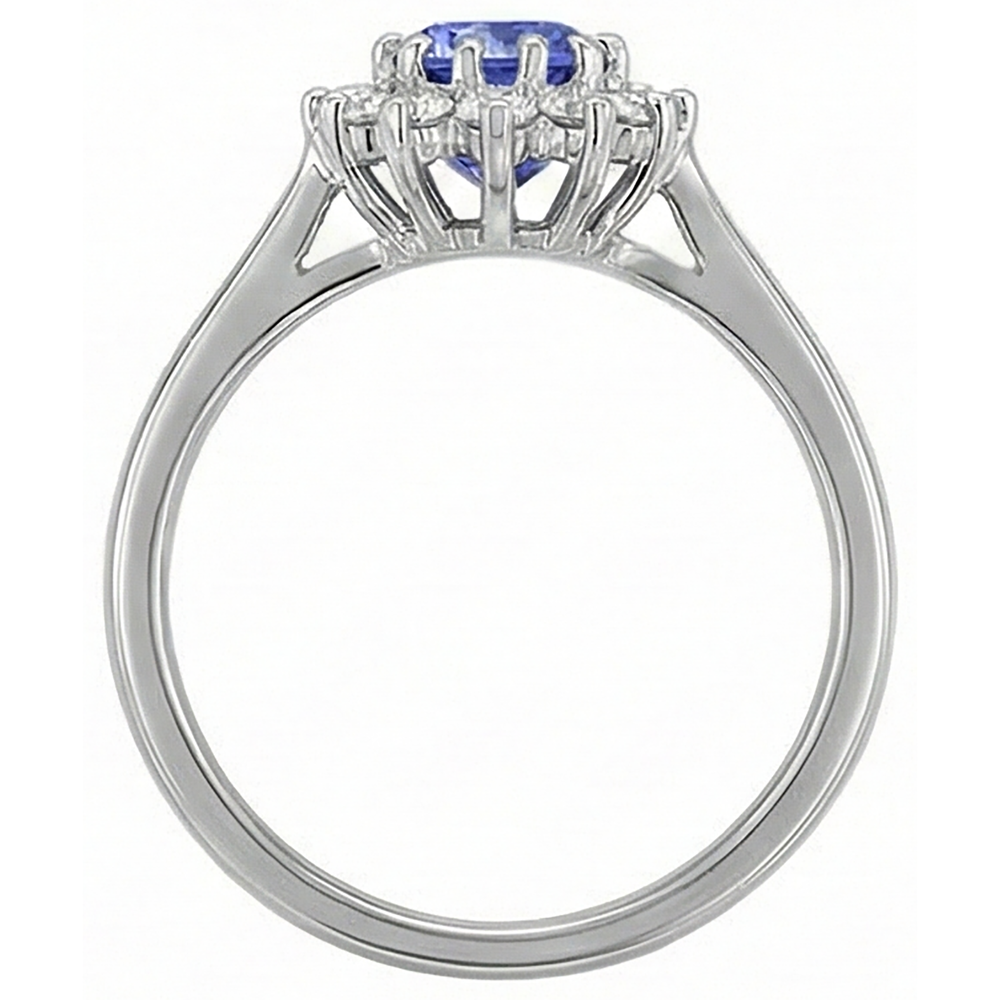Fede nuziale in oro bianco 14K con diamanti e tanzanite da 1.65 ct