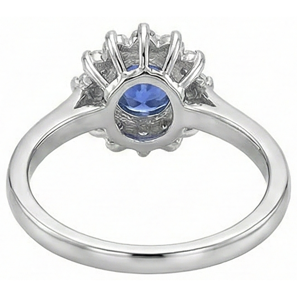 Fede nuziale in oro bianco 14K con diamanti e tanzanite da 1.65 ct