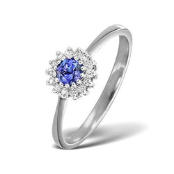 Fede nuziale in oro bianco 14K con diamanti e tanzanite da 1.65 ct