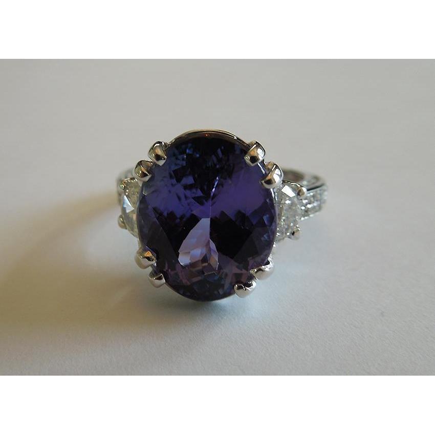 Fede nuziale in oro bianco 14 carati con diamanti tanzanite ovale da 8.51 ct - harrychadent.it