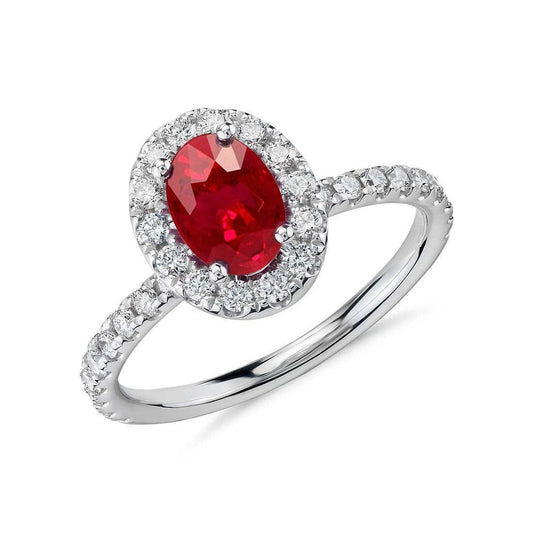 Fede nuziale in oro bianco 14 carati con diamanti. rubino e alone. 4.55 ct - harrychadent.it