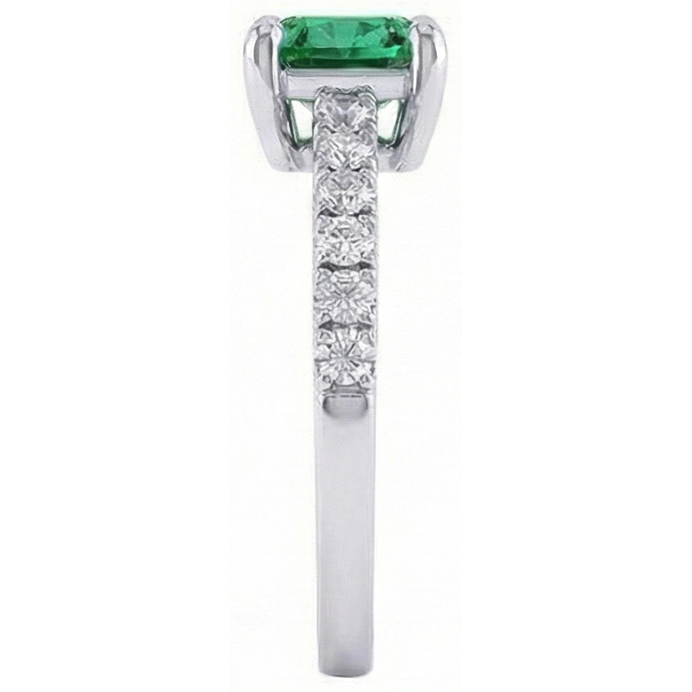 Fede nuziale in oro bianco 14K con smeraldo verde da 3,2 ct e diamante