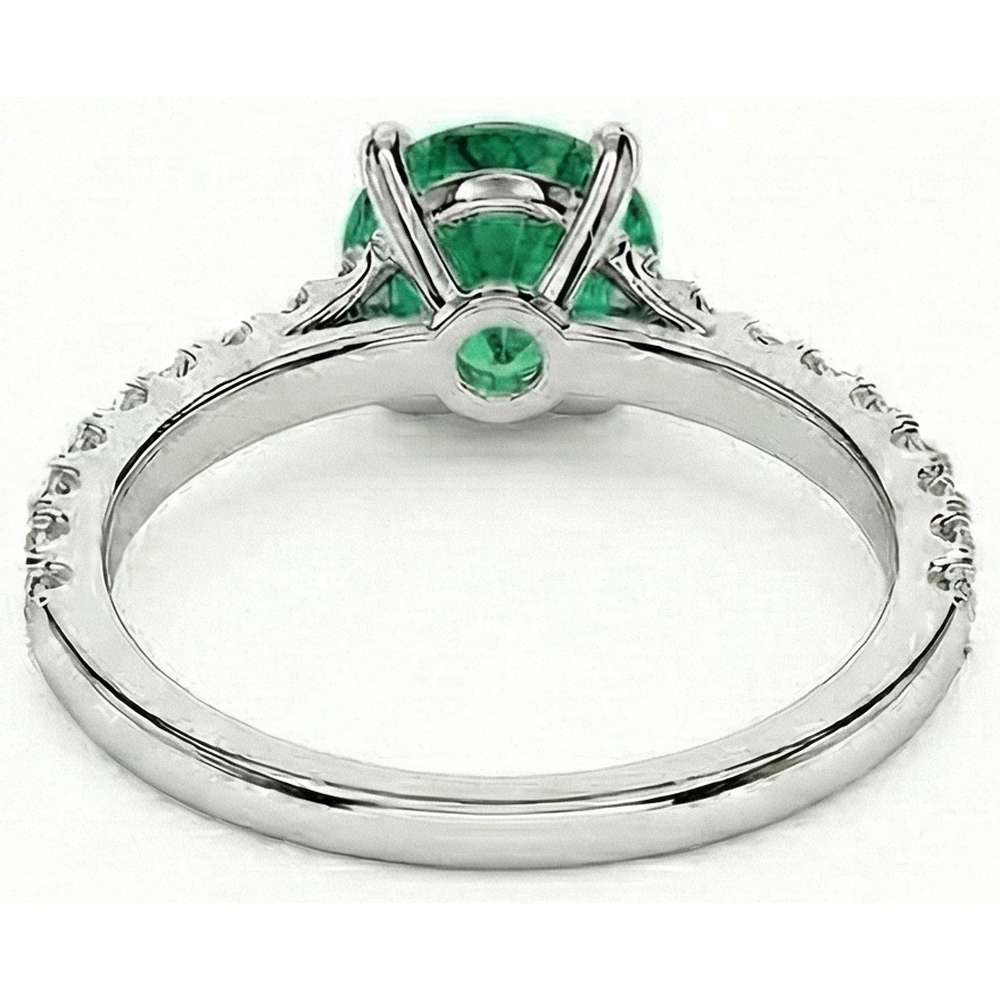 Fede nuziale in oro bianco 14K con smeraldo verde da 3,7 ct con diamante