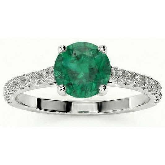 Fede nuziale in oro bianco 14K con smeraldo verde da 3,7 ct con diamante