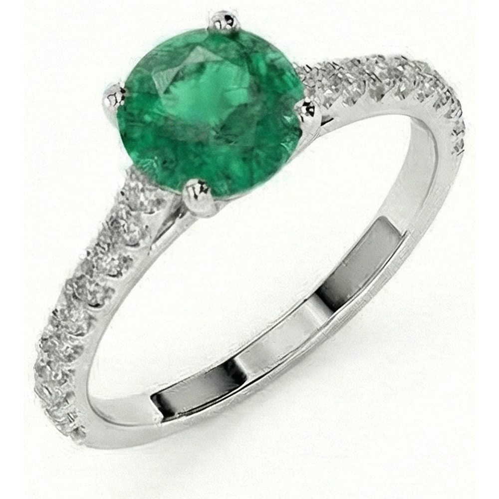 Fede nuziale in oro bianco 14K con smeraldo verde da 3,7 ct con diamante