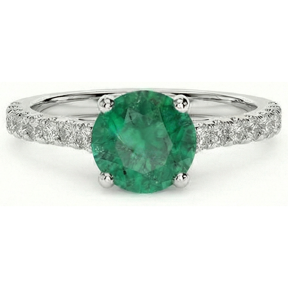 Fede nuziale in oro bianco 14K con smeraldo verde da 3,7 ct con diamante