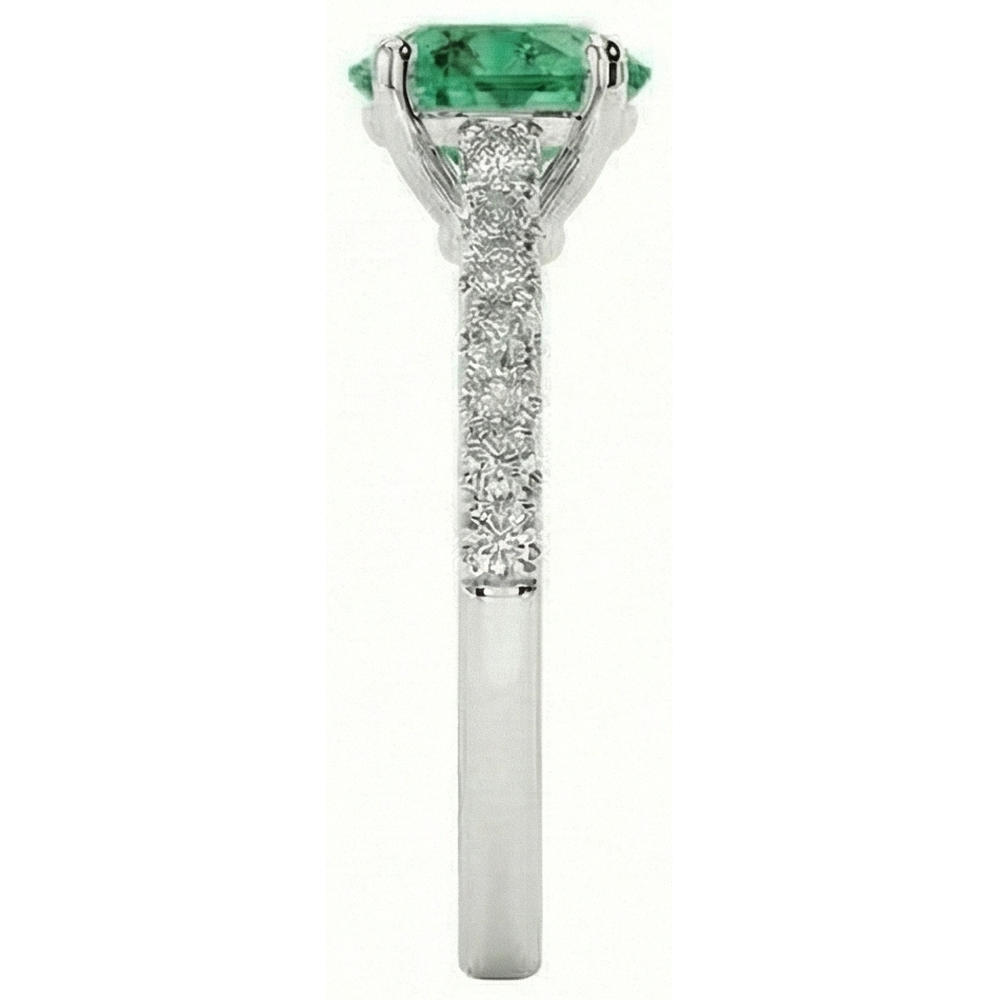 Fede nuziale in oro bianco 14K con smeraldo verde da 3,7 ct con diamante