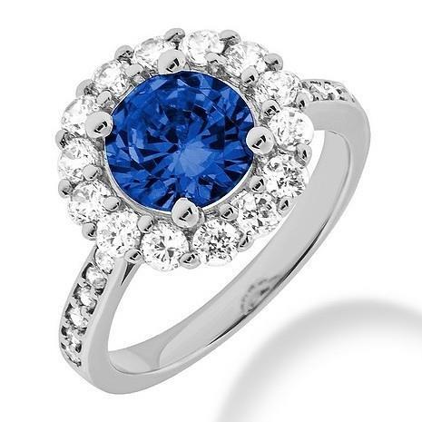 Fede nuziale in oro bianco 14 carati con zaffiro di Ceylon e diamante aureo 3.50 carati - harrychadent.it