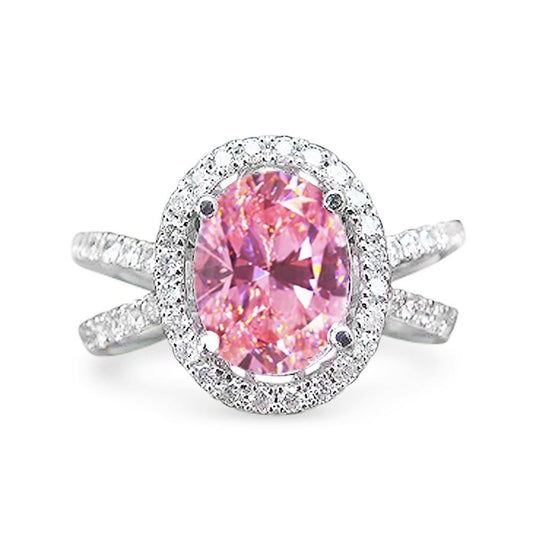 Fede nuziale in oro bianco 14 carati con zaffiro rosa e diamanti da 4.25 carati - harrychadent.it