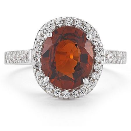 Fede nuziale in oro bianco 14 kt con granato mandarino e diamanti 13 ct - harrychadent.it