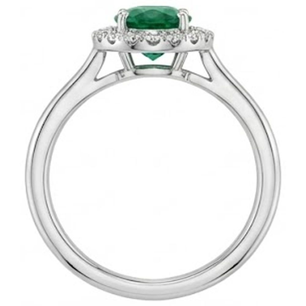 Fede nuziale in oro bianco con Verde smeraldo e diamanti. 2.50 carati