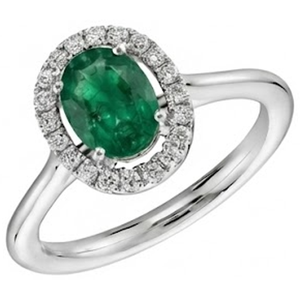 Fede nuziale in oro bianco con Verde smeraldo e diamanti. 2.50 carati