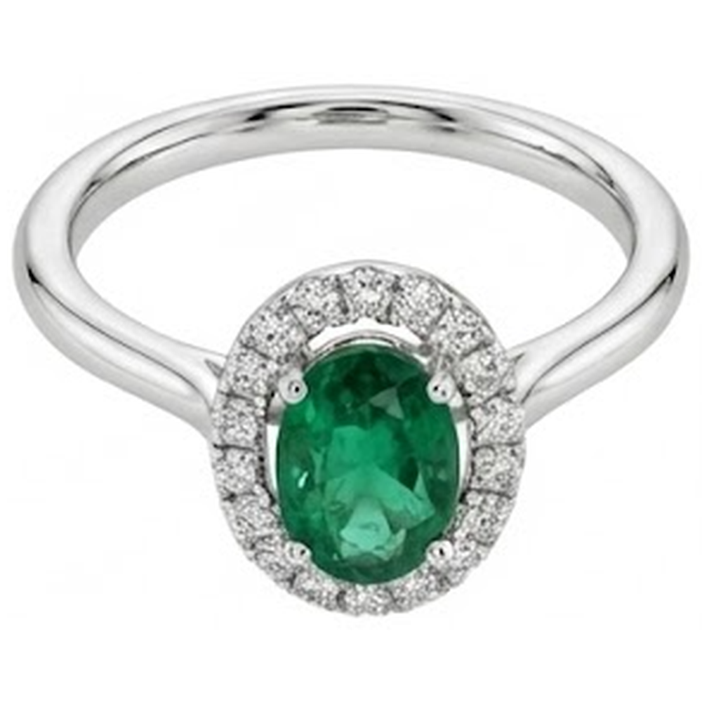 Fede nuziale in oro bianco con Verde smeraldo e diamanti. 2.50 carati