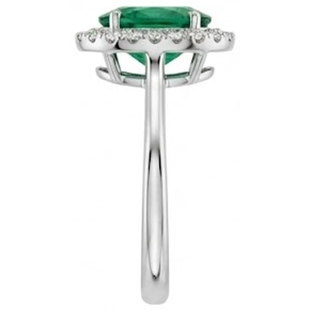 Fede nuziale in oro bianco con Verde smeraldo e diamanti. 2.50 carati