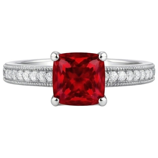 Fede nuziale in oro bianco con diamanti taglio princess rubino 3 carati