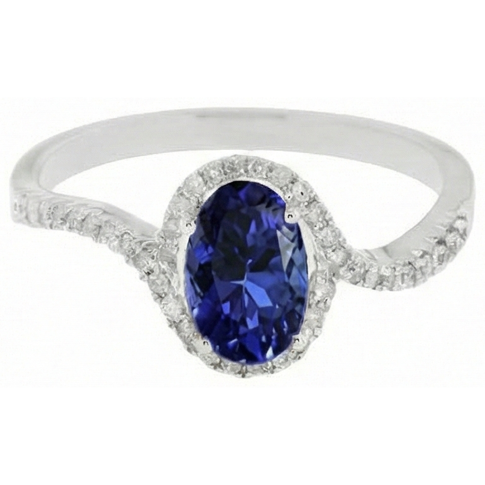 Fede nuziale in oro bianco con tanzanite blu 7.75 carati 14K