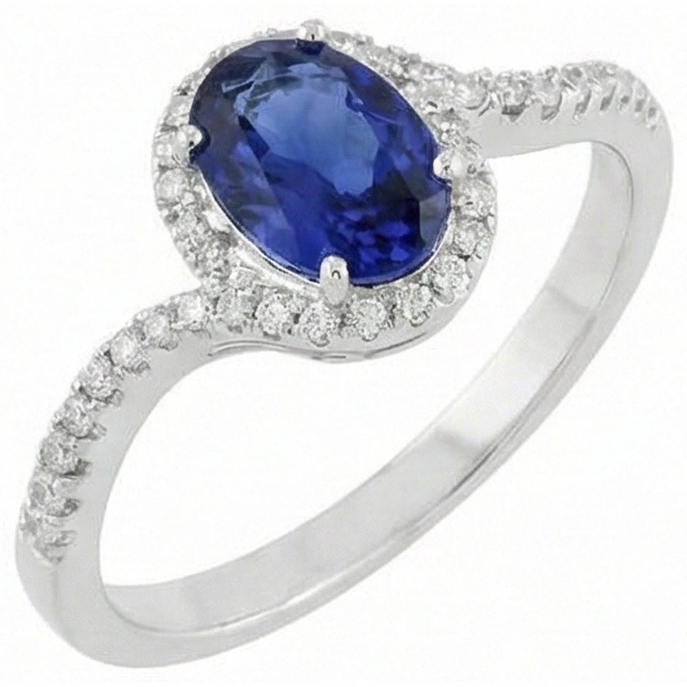 Fede nuziale in oro bianco con tanzanite blu 7.75 carati 14K